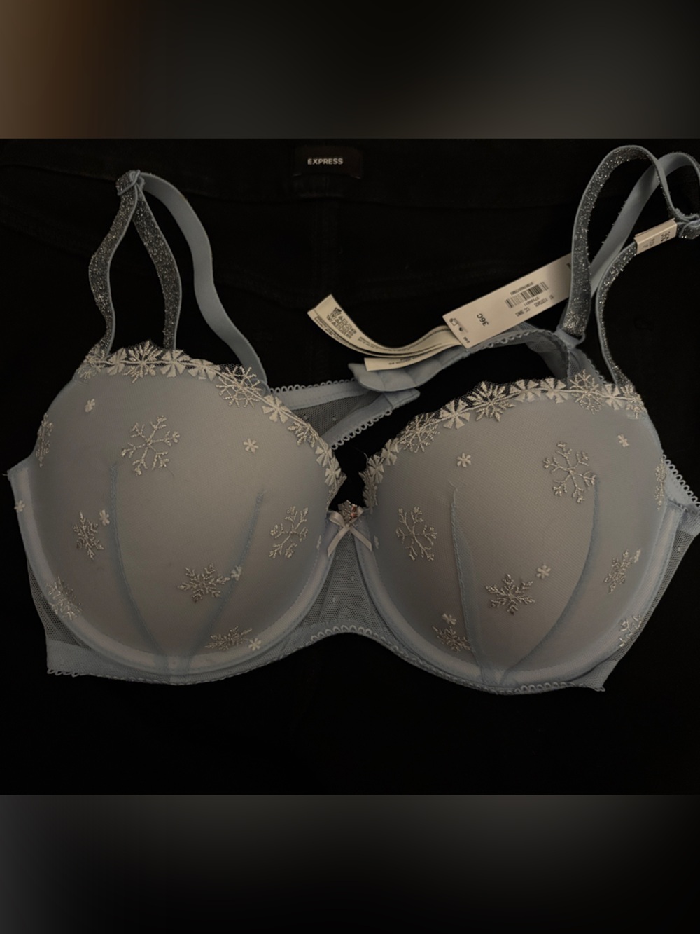 PINK Victoria's Secret Light Blue Snowflake Embroidered Bra